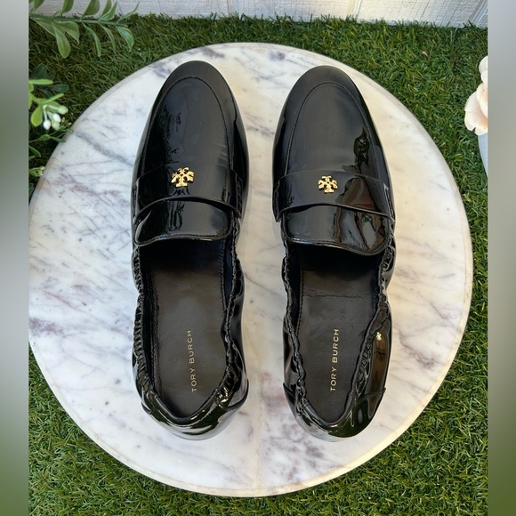 TORY BURCH Patent LeatherBallet Loafers Perfect Black size 8.5 NEW